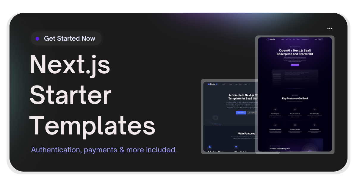 Next.js Starter Templates with Authentication & More